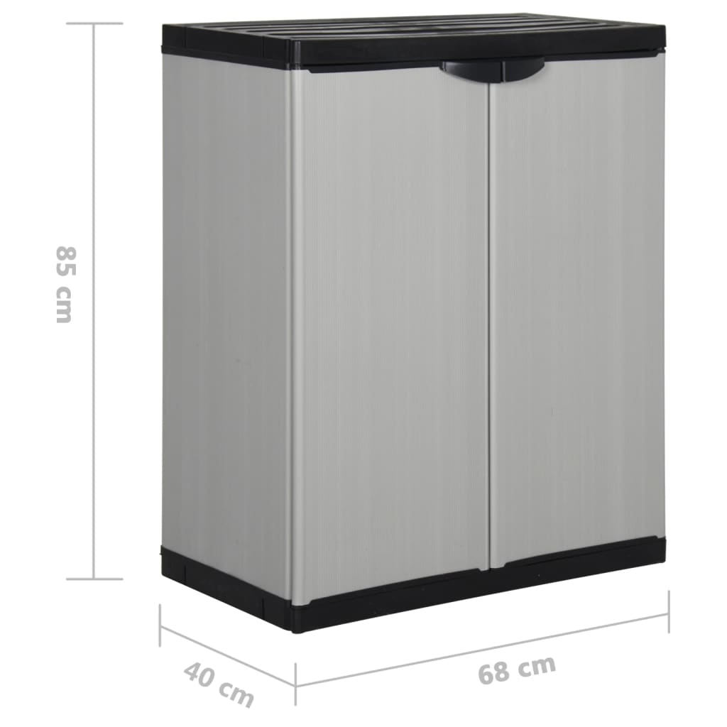 Garten-Lagerschrank mit 1 Boden Grau und Schwarz 68x40x85 cm Stilecasa