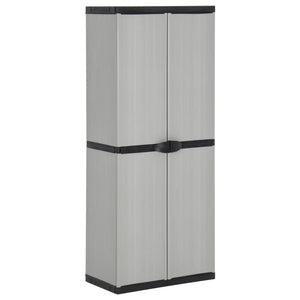 Garten-Lagerschrank mit 3 Böden Grau & Schwarz 68x40x168 cm Stilecasa