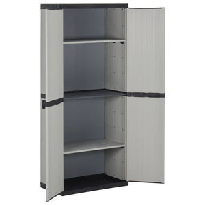 Garten-Lagerschrank mit 3 Böden Grau & Schwarz 68x40x168 cm Stilecasa