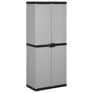 Garten-Lagerschrank mit 3 Böden Grau & Schwarz 68x40x168 cm Stilecasa