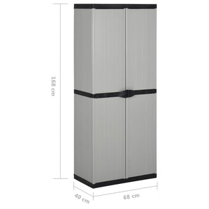 Garten-Lagerschrank mit 3 Böden Grau & Schwarz 68x40x168 cm Stilecasa