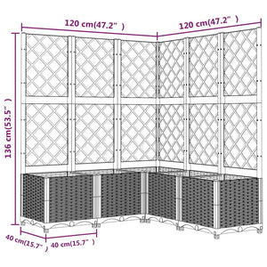 Pflanzkübel mit Rankgitter Dunkelgrau 120x120x136 cm PP