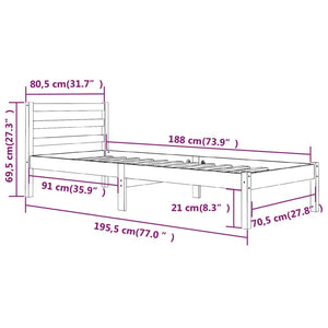 Massivholzbett Kiefer 75x190 cm Stilecasa