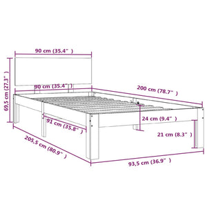 Massivholzbett Kiefer 90x200 cm Stilecasa