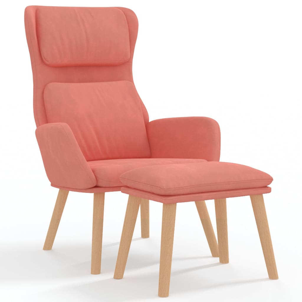 vidaXL Relaxsessel mit Hocker Rosa Samt