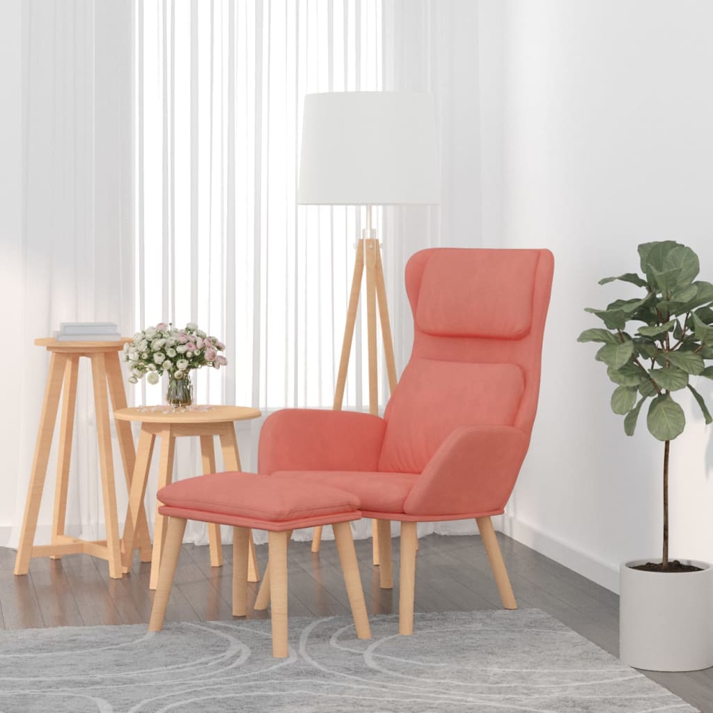 vidaXL Relaxsessel mit Hocker Rosa Samt