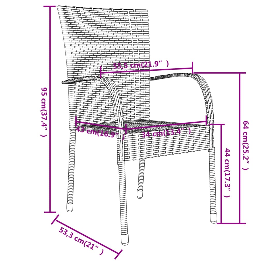 vidaXL 3-tlg. Garten-Essgruppe Poly Rattan Braun