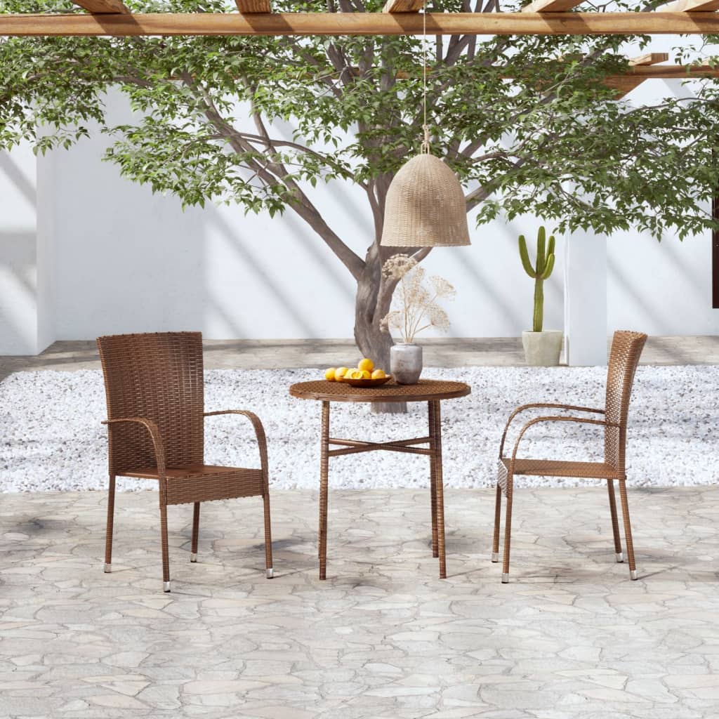 vidaXL 3-tlg. Garten-Essgruppe Poly Rattan Braun