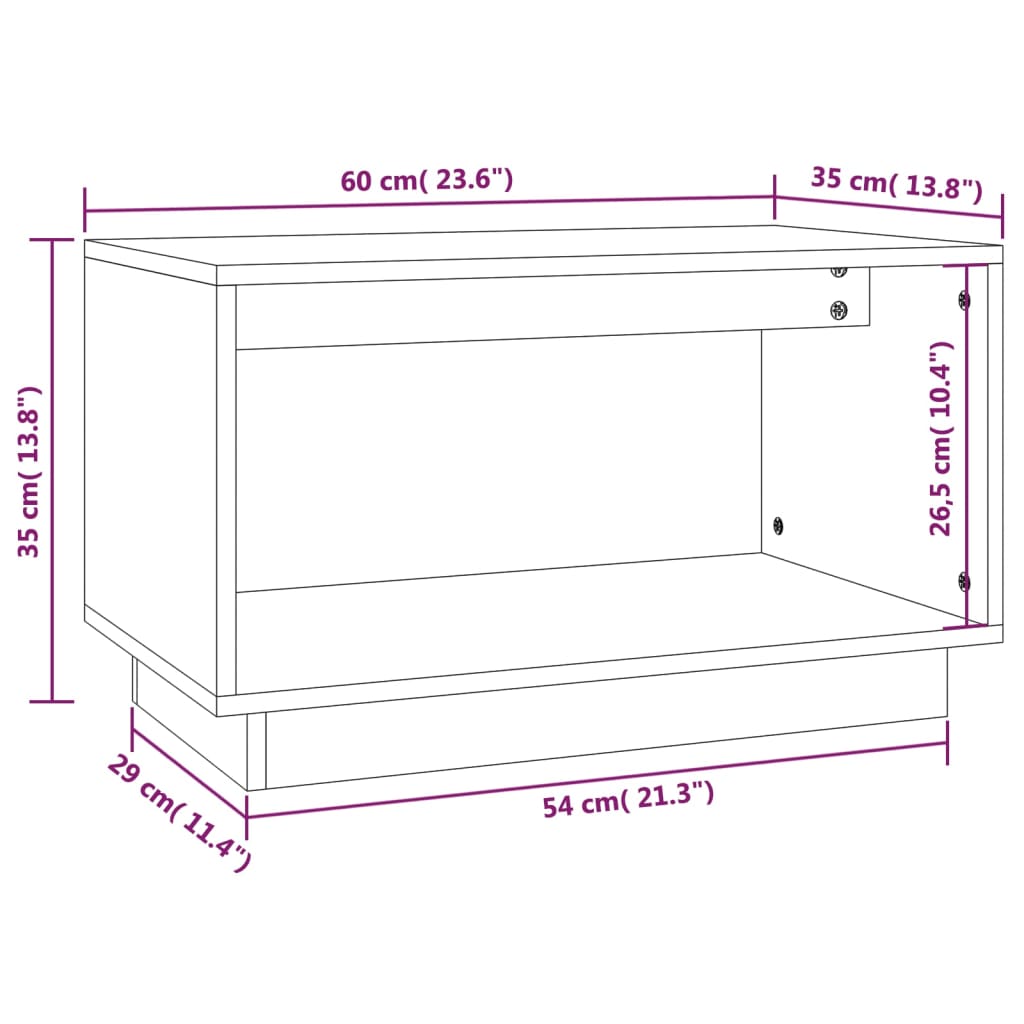 vidaXL TV-Schrank Schwarz 60x35x35 cm Massivholz Kiefer