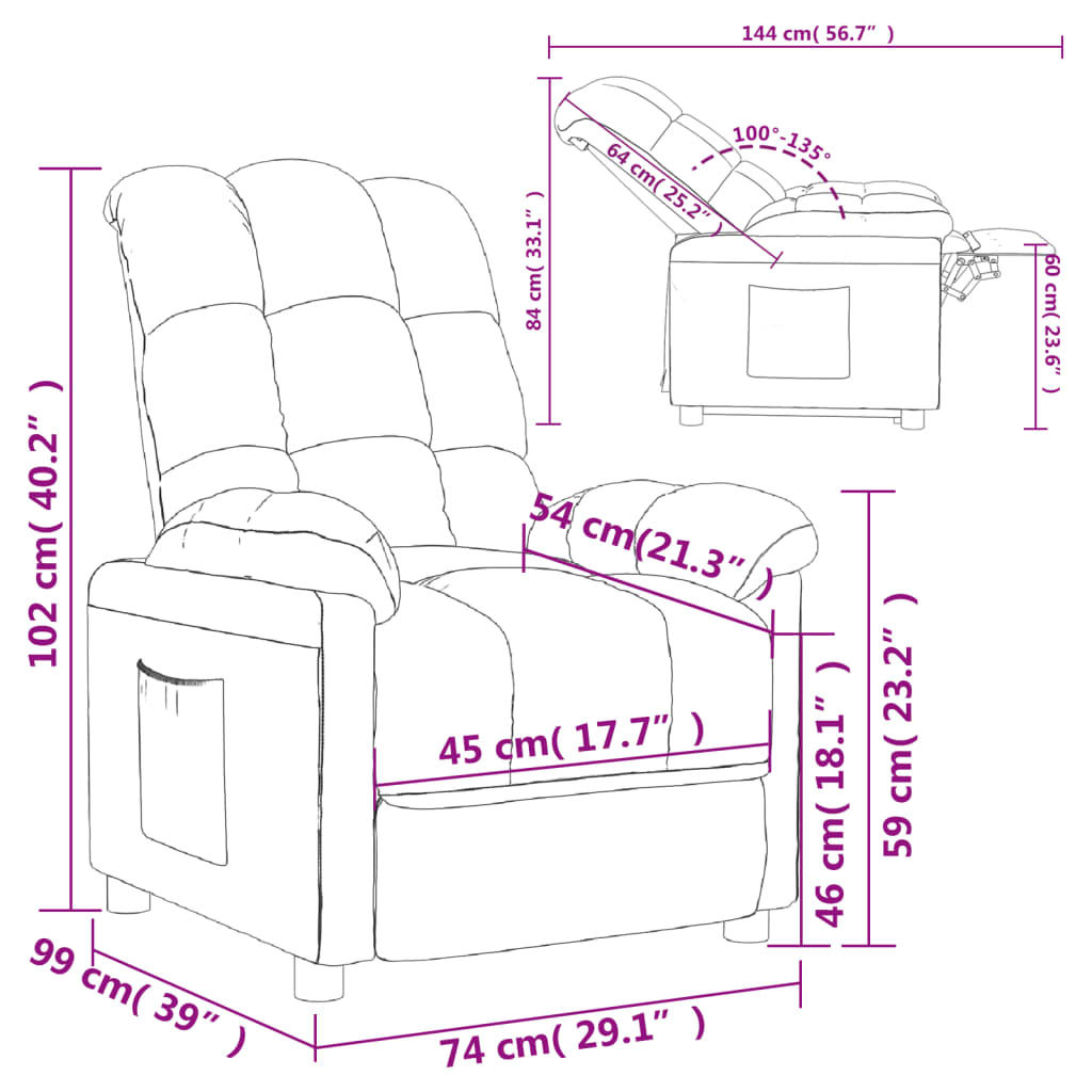 vidaXL Relaxsessel Schwarz Stoff