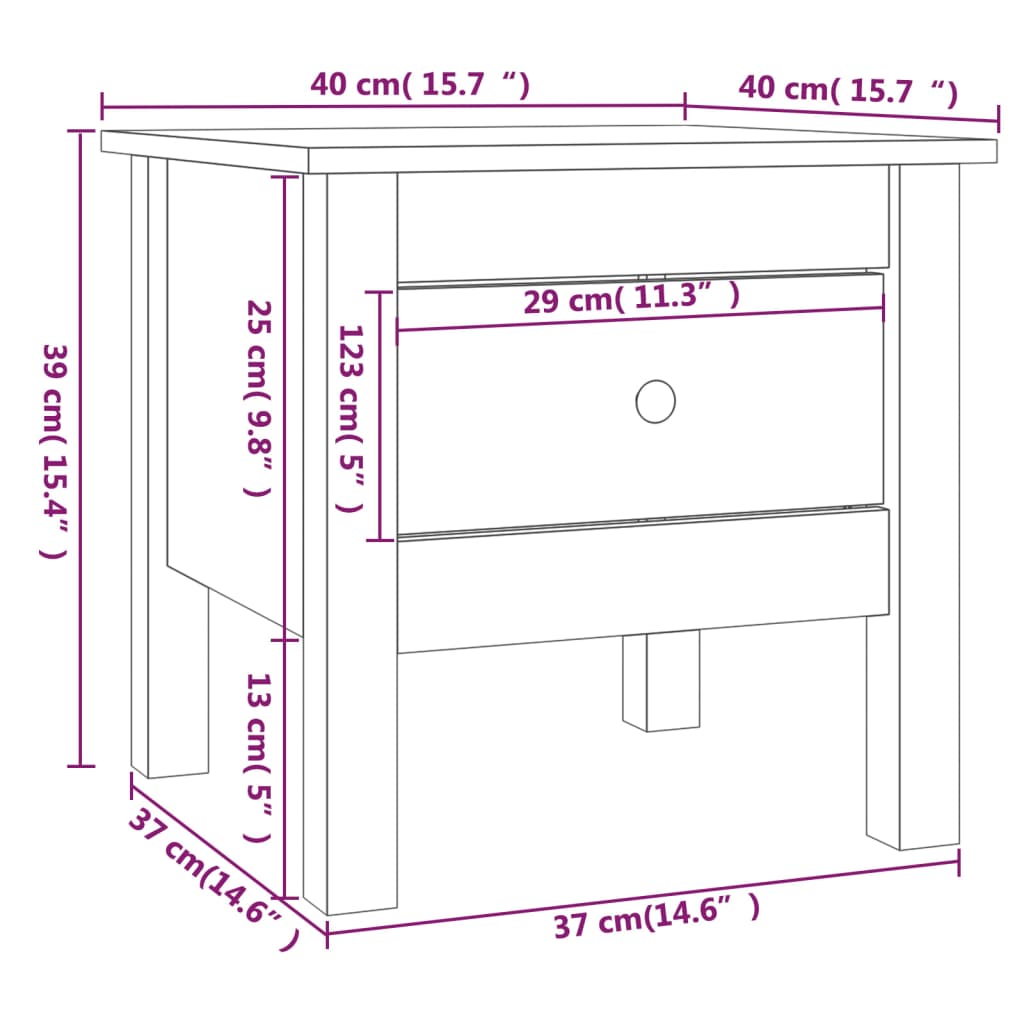 vidaXL Beistelltisch Weiß 40x40x39 cm Massivholz Kiefer