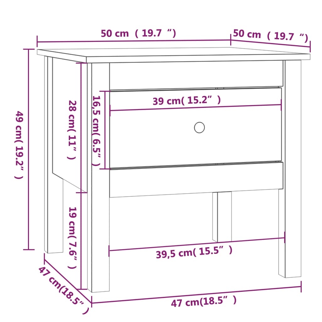 vidaXL Beistelltische 2 Stk. Grau 50x50x49 cm Massivholz Kiefer