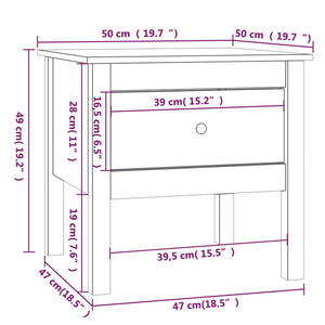 vidaXL Beistelltische 2 Stk. Grau 50x50x49 cm Massivholz Kiefer