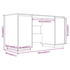 vidaXL Schreibtisch Weiß 140x50x75 cm Massivholz Kiefer