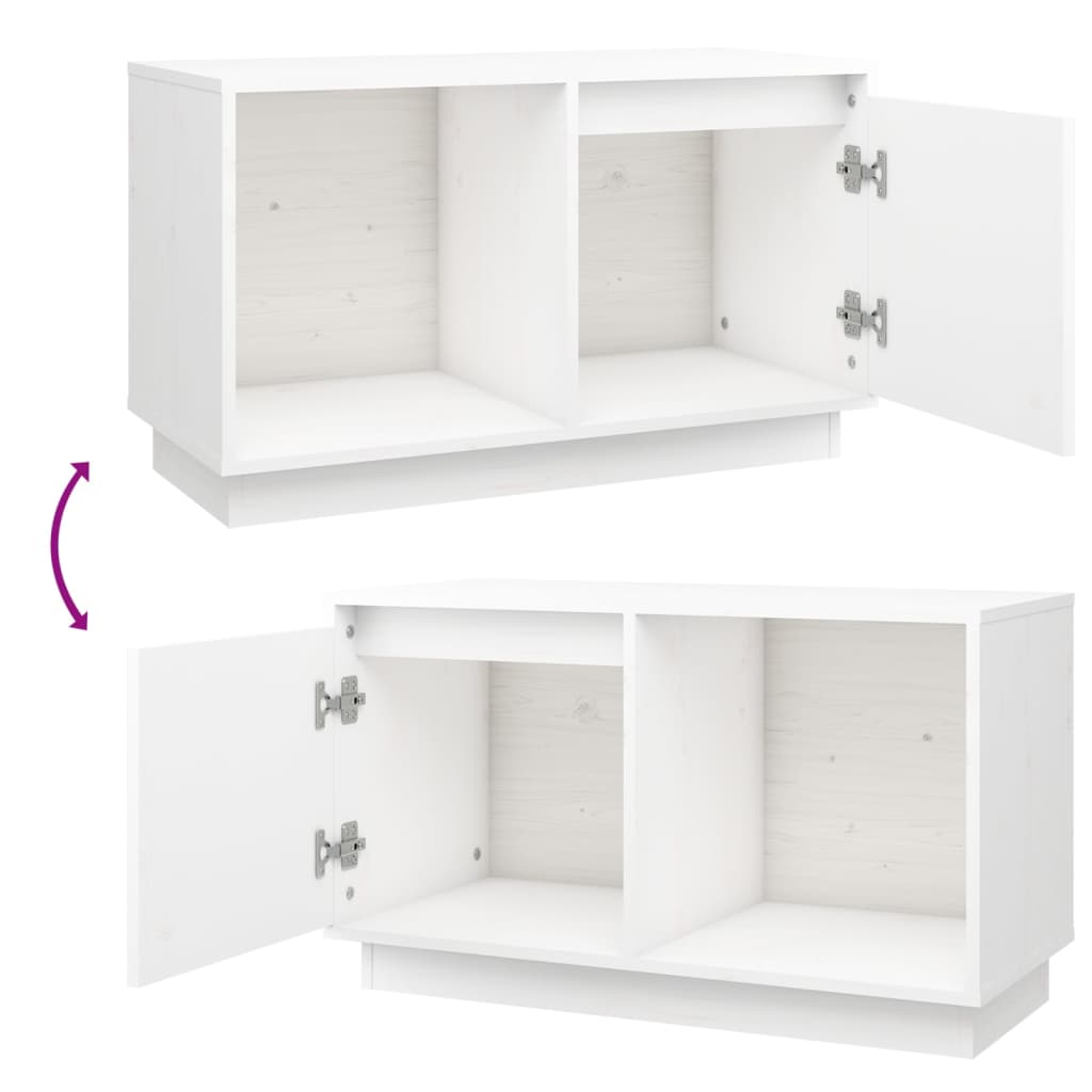 vidaXL TV-Schrank Weiß 74x35x44 cm Massivholz Kiefer