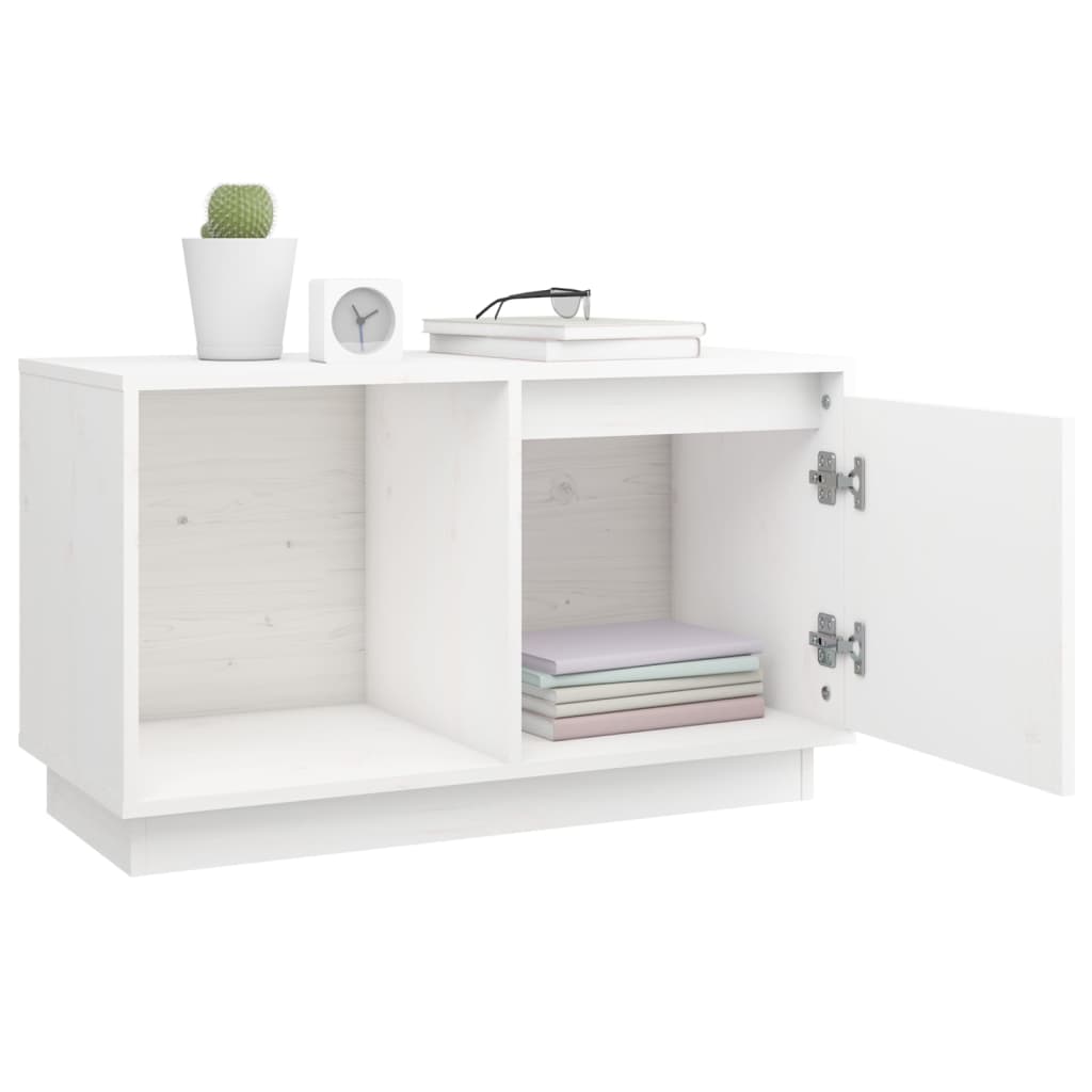 vidaXL TV-Schrank Weiß 74x35x44 cm Massivholz Kiefer