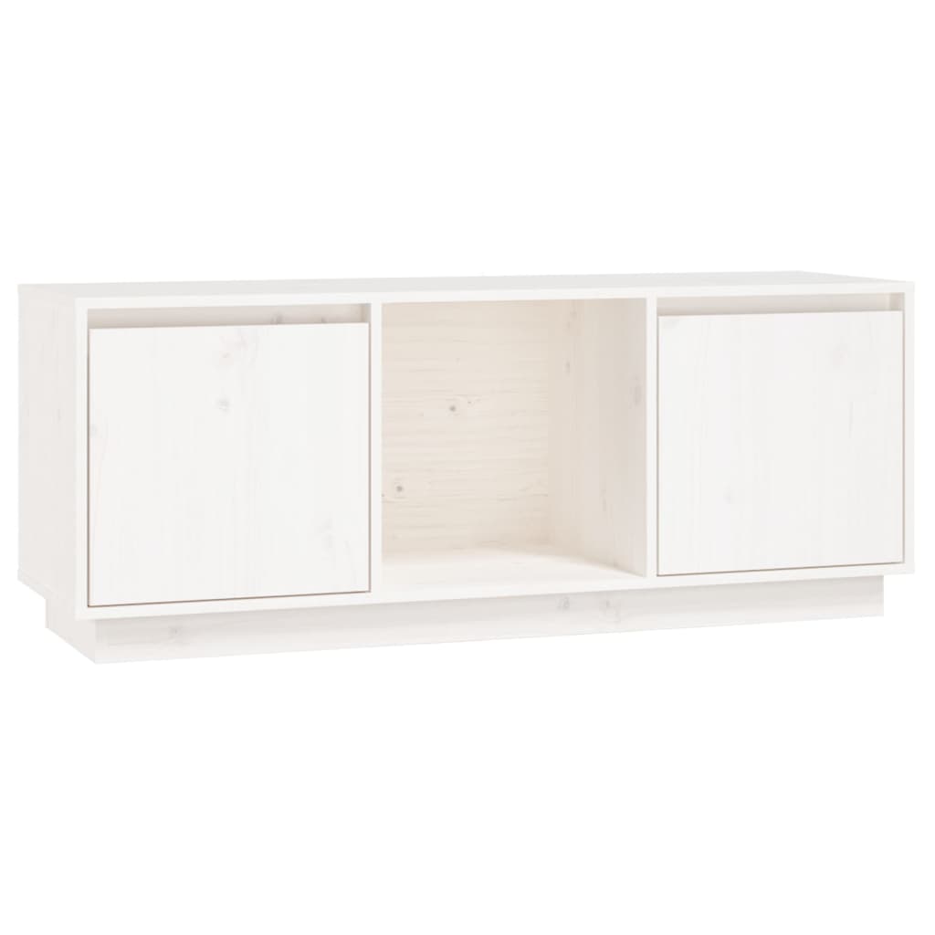 vidaXL TV-Schrank Weiß 110,5x35x44 cm Massivholz Kiefer