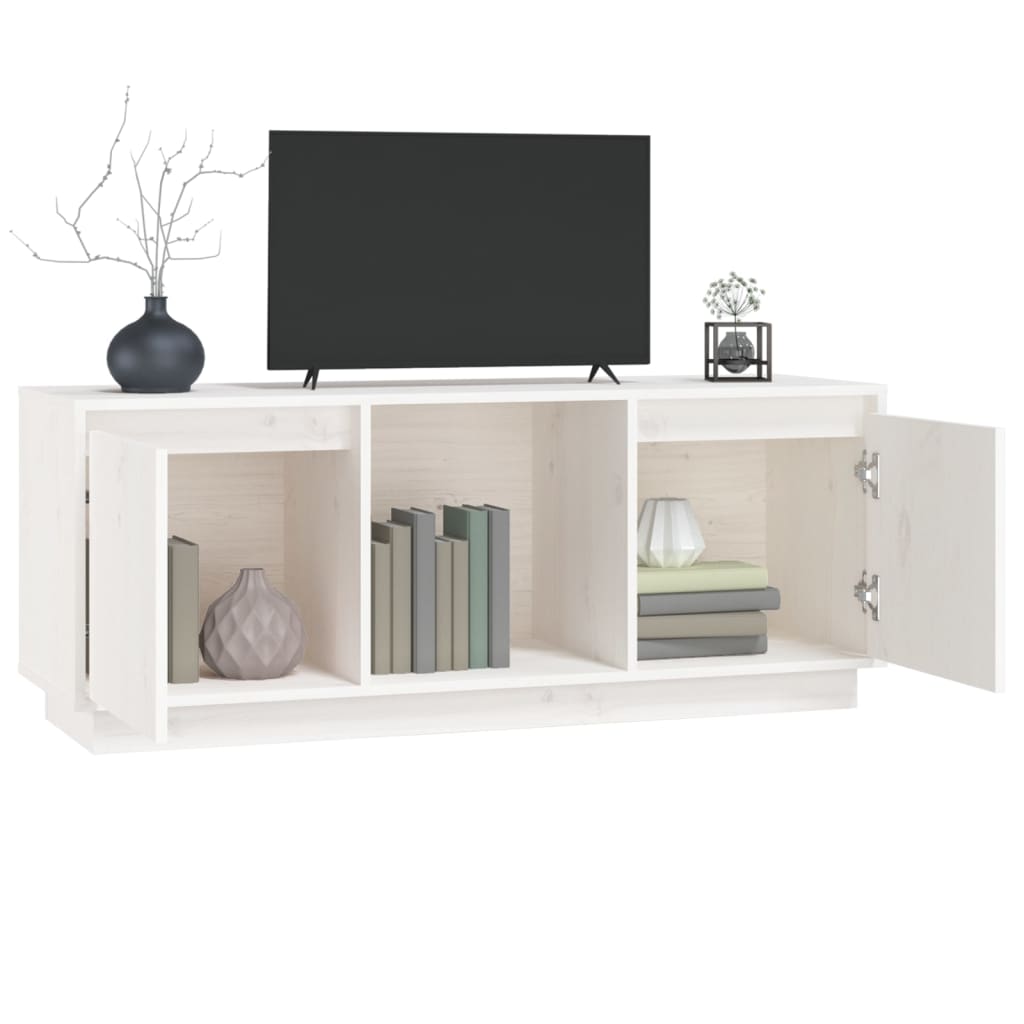 vidaXL TV-Schrank Weiß 110,5x35x44 cm Massivholz Kiefer