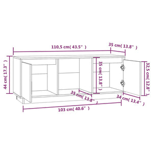 vidaXL TV-Schrank Weiß 110,5x35x44 cm Massivholz Kiefer