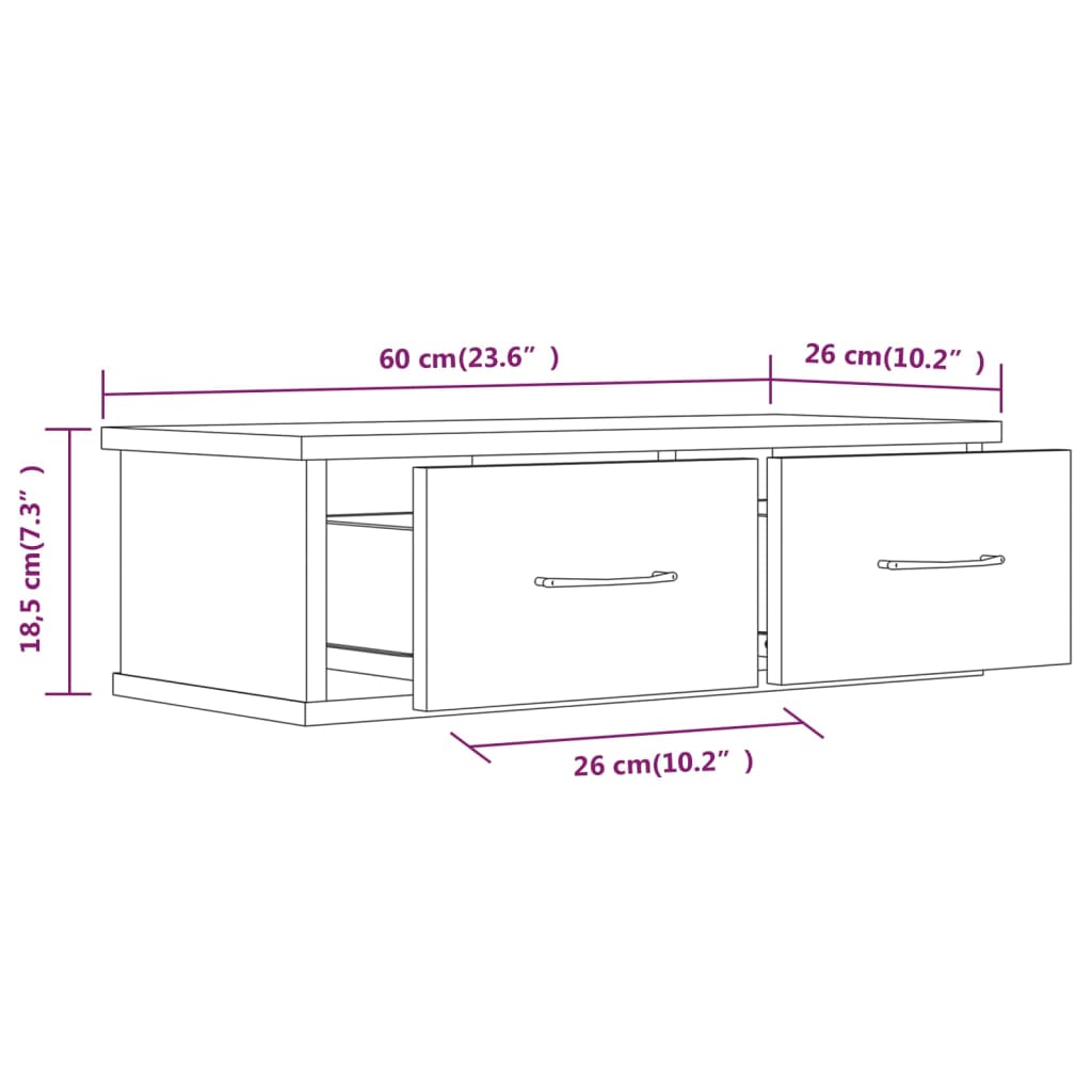 vidaXL Wandschrank Braun Eichen-Optik 60x26x18,5 cm Holzwerkstoff