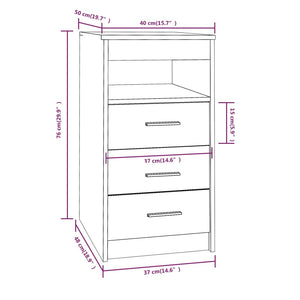 vidaXL Sideboard mit Schubladen Räuchereiche 40x50x76 cm Holzwerkstoff