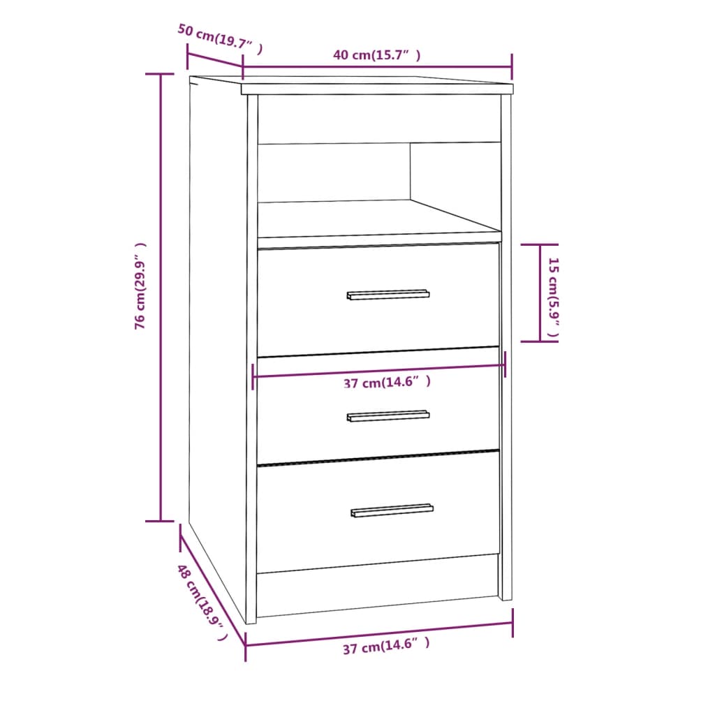 vidaXL Sideboard mit Schubladen Braun Eichen-Optik 40x50x76 cm