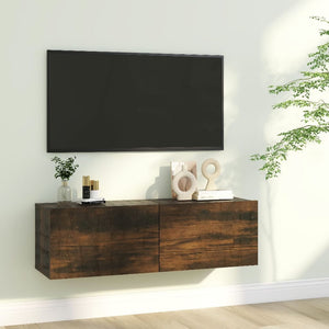 TV-Wandschrank Räuchereiche 100x30x30 cm Holzwerkstoff Stilecasa