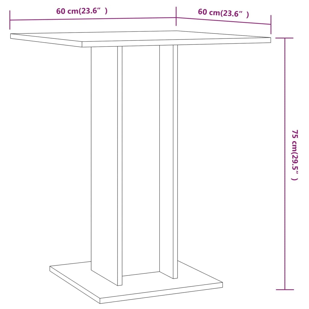 Bistrotisch Grau Sonoma 60x60x75 cm Holzwerkstoff