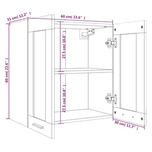 Hängeschrank Glas Räuchereiche 60x31x60 cm Holzwerkstoff Stilecasa