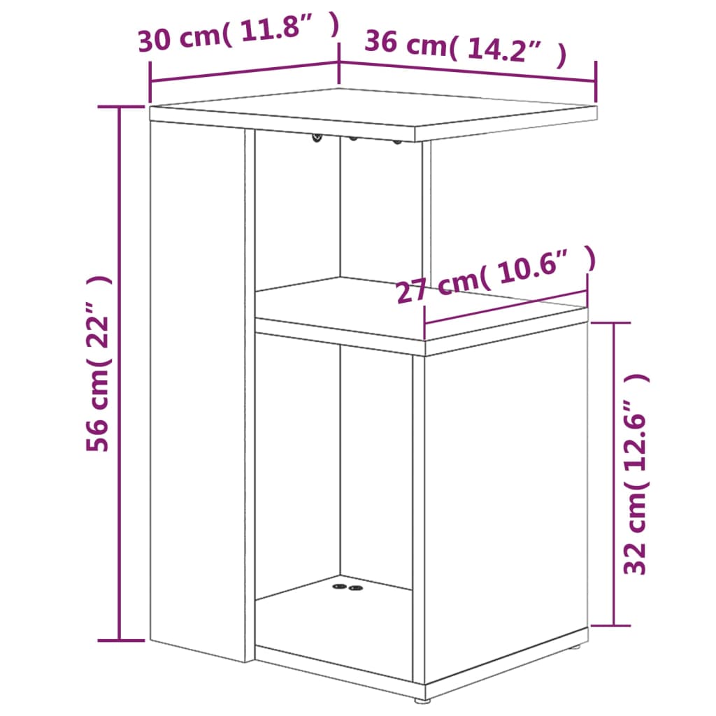 vidaXL Beistelltisch Braun Eichen-Optik 36x30x56 cm Holzwerkstoff