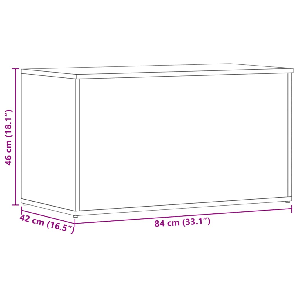 Aufbewahrungstruhe Räuchereiche 84x42x46 cm Holzwerkstoff Stilecasa