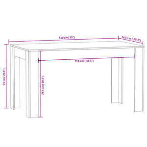 vidaXL Esstisch Grau Sonoma 140x74,5x76 cm Holzwerkstoff