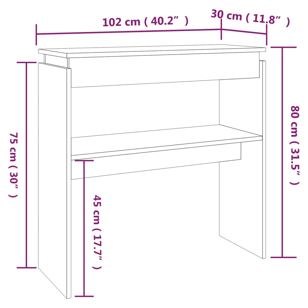 vidaXL Konsolentisch Grau Sonoma 102x30x80 cm Holzwerkstoff