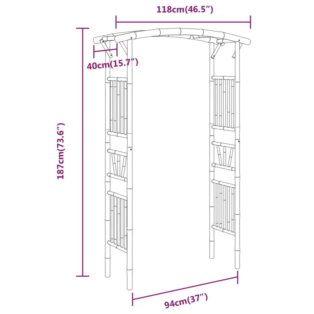 vidaXL Rosenbogen Bambus 118x40x187 cm