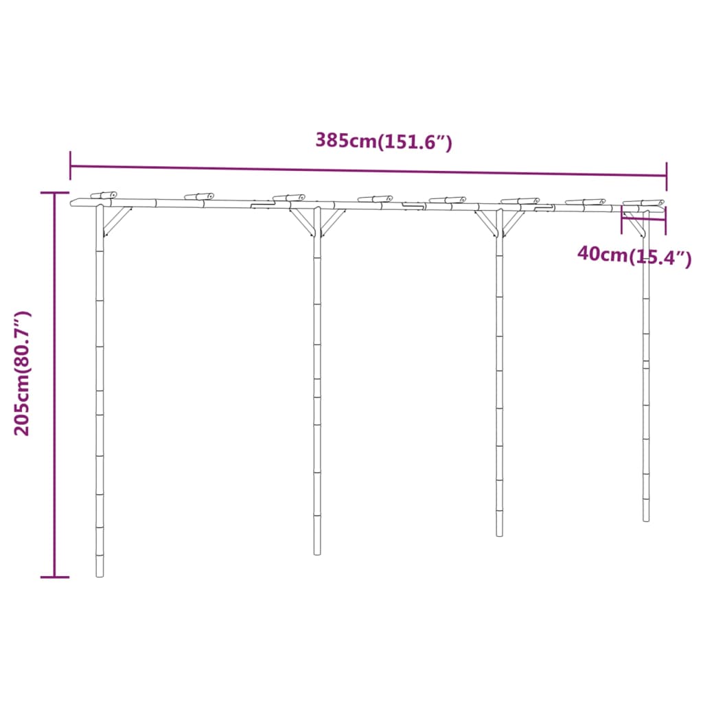 Pergola Bambus 385x40x205 cm Stilecasa