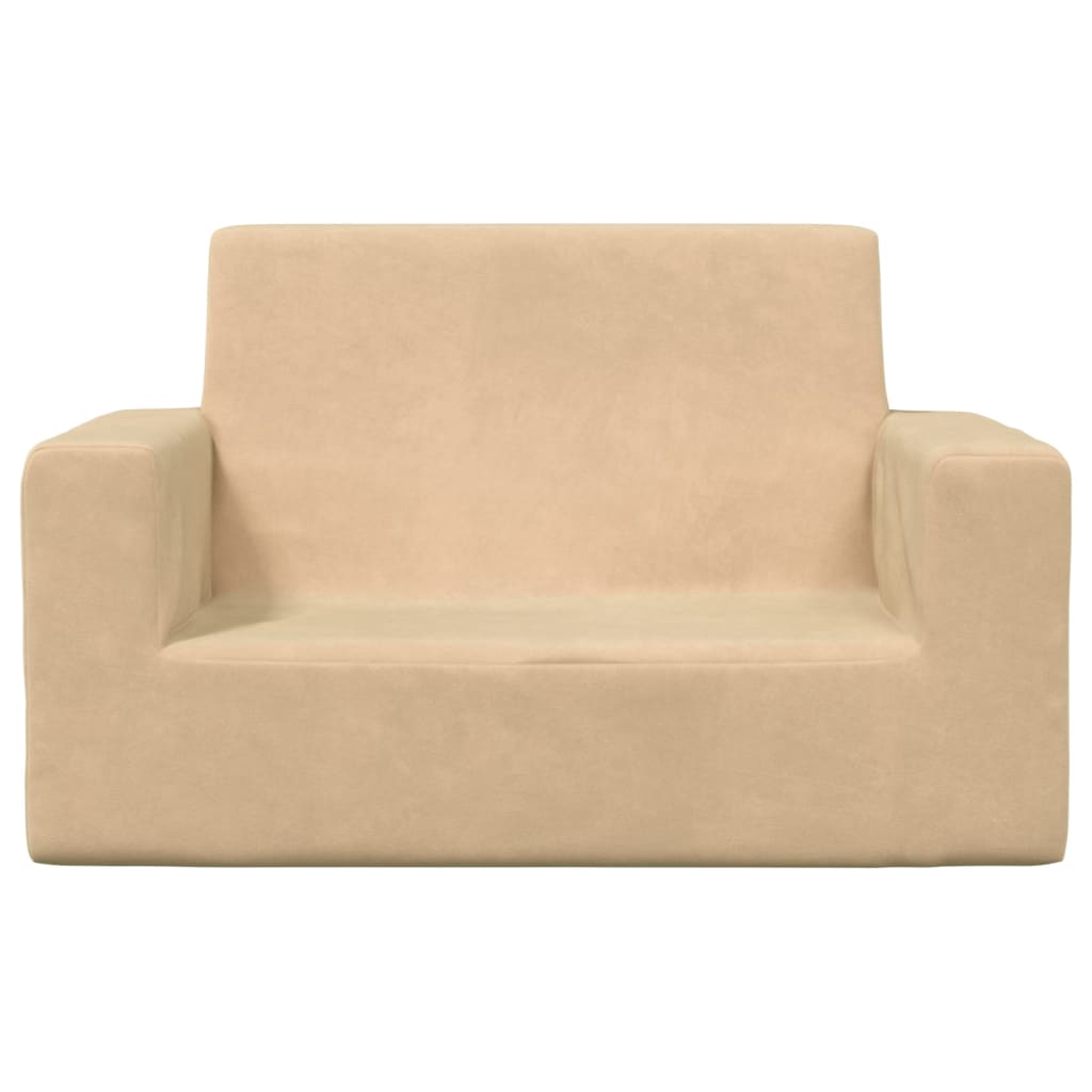 vidaXL Kindersofa 2-Sitzer Creme Weich Plüsch