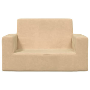 vidaXL Kindersofa 2-Sitzer Creme Weich Plüsch