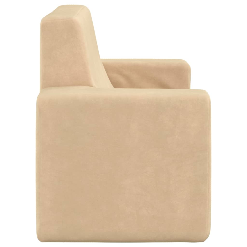 vidaXL Kindersofa 2-Sitzer Creme Weich Plüsch