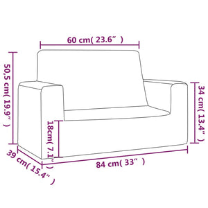 vidaXL Kindersofa 2-Sitzer Creme Weich Plüsch