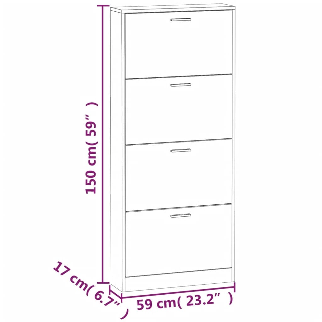 Schuhschrank Weiß 59x17x150 cm Holzwerkstoff Stilecasa