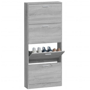 Schuhschrank Grau Sonoma 59x17x150 cm Holzwerkstoff