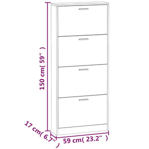 Schuhschrank Grau Sonoma 59x17x150 cm Holzwerkstoff