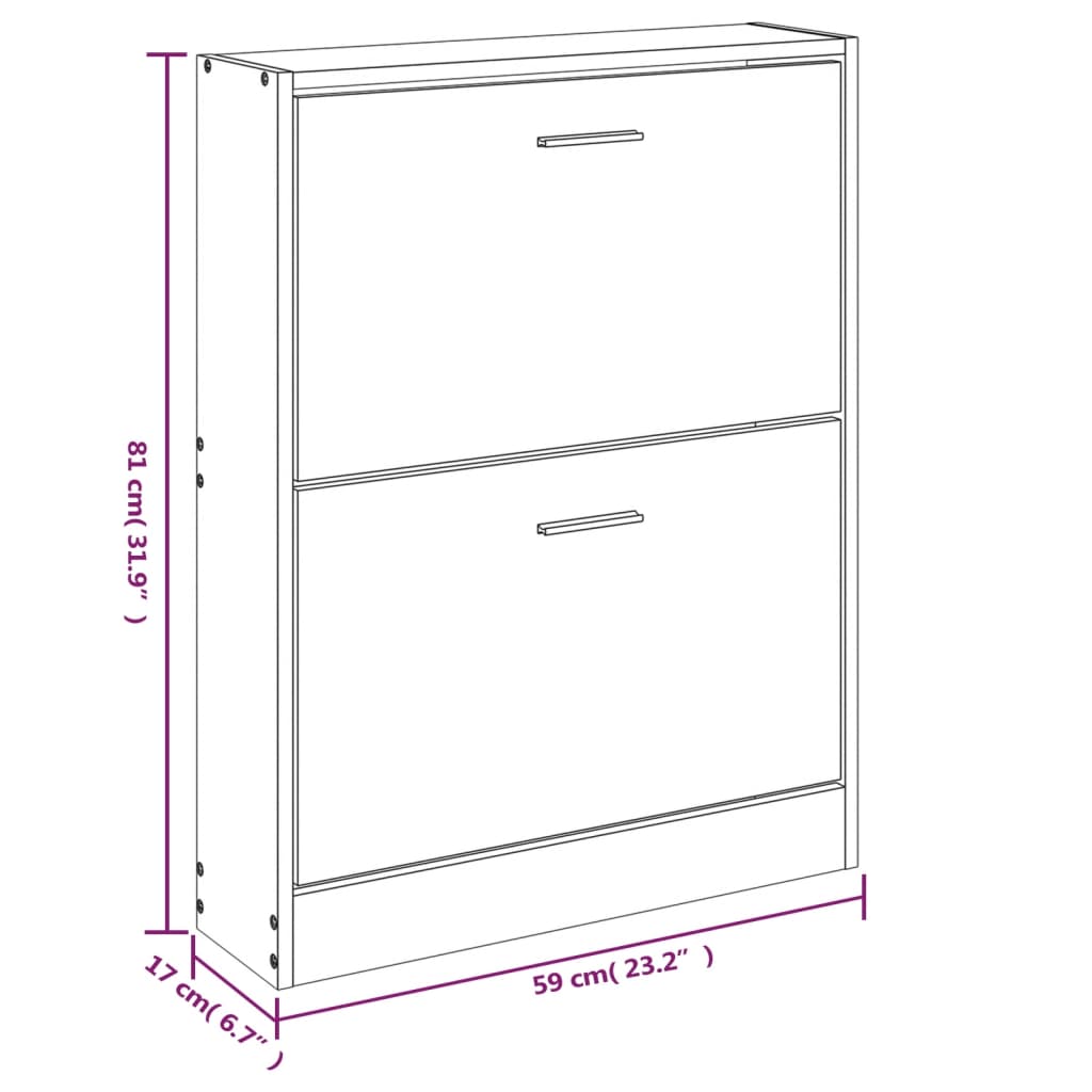 Schuhschrank Räuchereiche 59x17x81 cm Holzwerkstoff Stilecasa