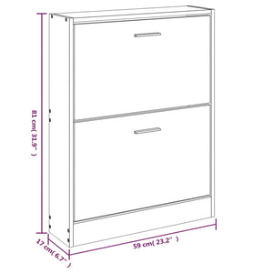 Schuhschrank Räuchereiche 59x17x81 cm Holzwerkstoff Stilecasa