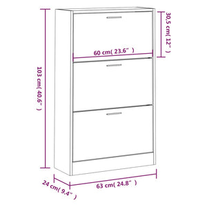 vidaXL Schuhschrank Hochglanz-Weiß 63x24x103 cm Holzwerkstoff