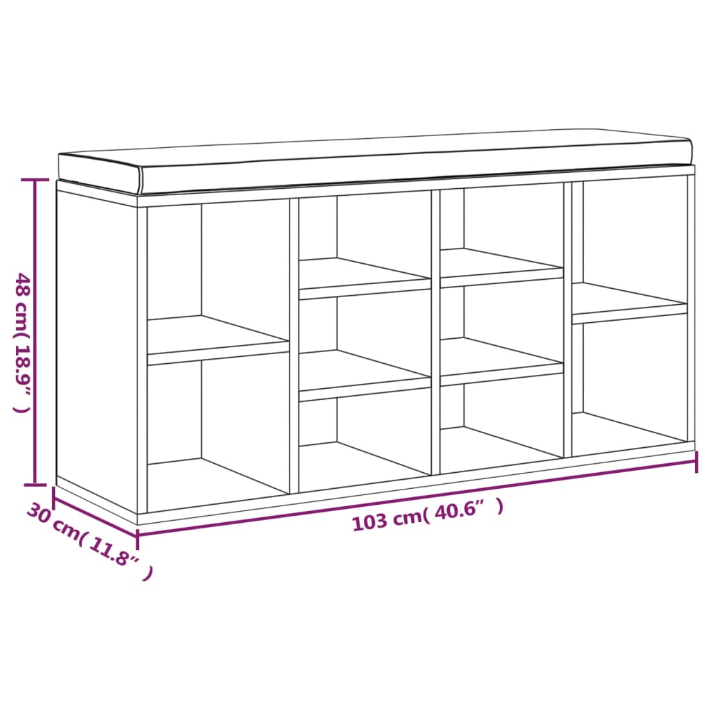 vidaXL Schuhbank Schwarz 103x30x48 cm Holzwerkstoff