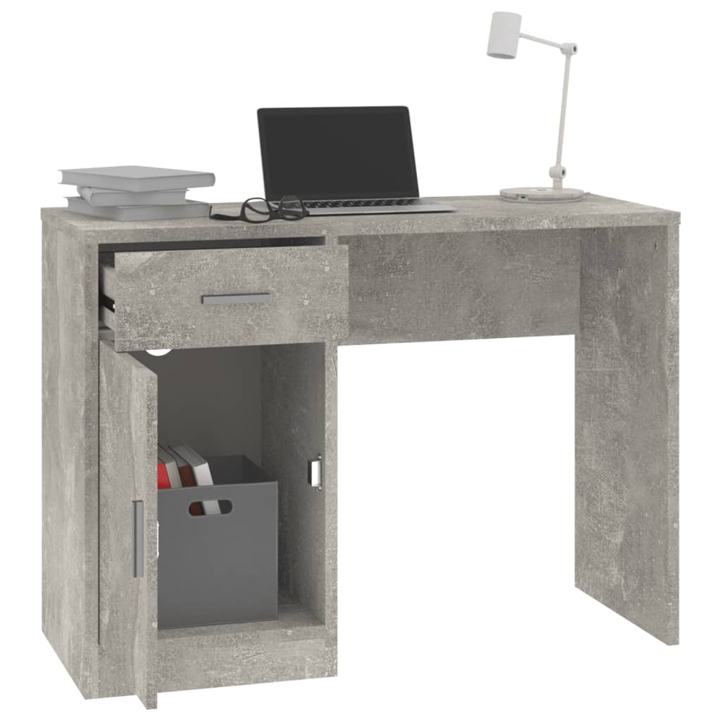 vidaXL Schreibtisch mit Stauraum Betongrau 100x40x73 cm Holzwerkstoff