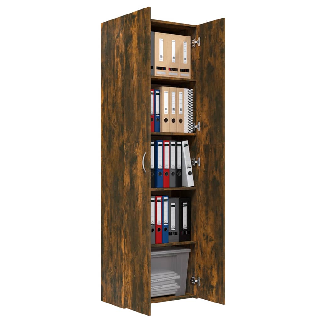 Büroschrank Räuchereiche 60x32x190 cm Holzwerkstoff Stilecasa