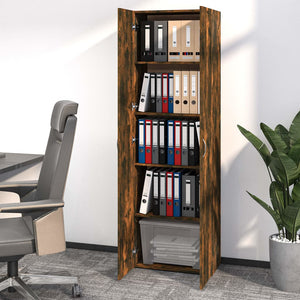 Büroschrank Räuchereiche 60x32x190 cm Holzwerkstoff Stilecasa