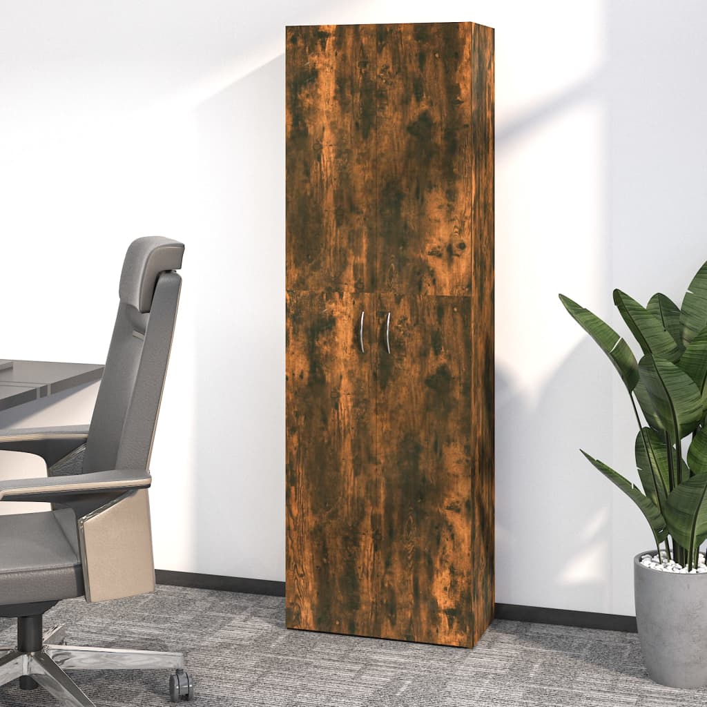 Büroschrank Räuchereiche 60x32x190 cm Holzwerkstoff Stilecasa